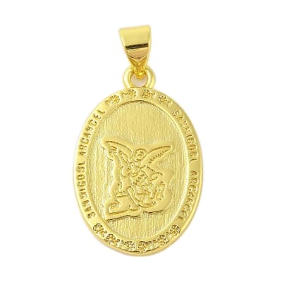 Dije colgante medalla san Miguel Arcangel 23 mm baño oro / unidad