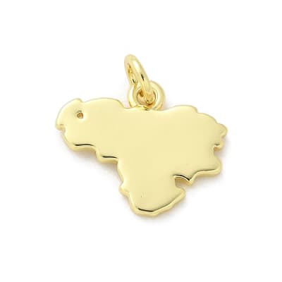 Dije colgante mapa venezuela 16.5x13.5 mm baño de oro / unidad