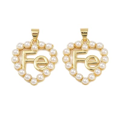 Dije colgante corazón fe perlas 22x21 mm baño oro / unidad