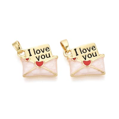 Dije colgante sobre esmaltado i love u 16 mm baño de oro / unidad