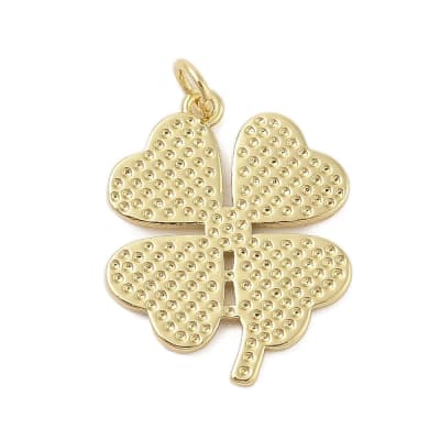 Dije colgante trébol cuatro hojas 24 mm baño de oro / unidad