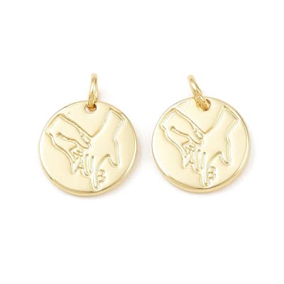 Dije colgante manos tomadas mama 13 mm baño de oro / unidad