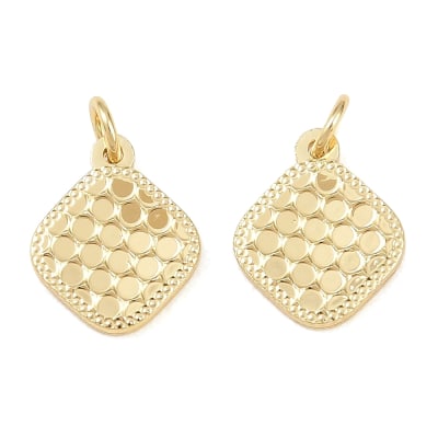 Dije colgante rombo panal 11.5 mm baño de oro / unidad