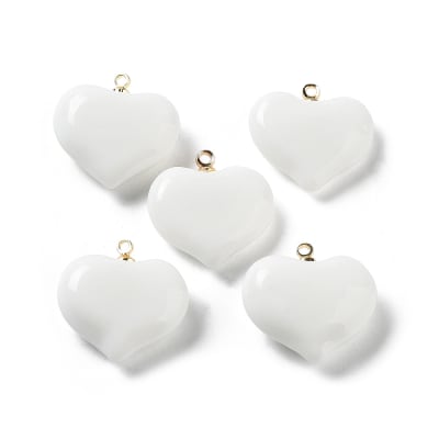 Dije colgante corazón blanco 18.5 mm murano / unidad