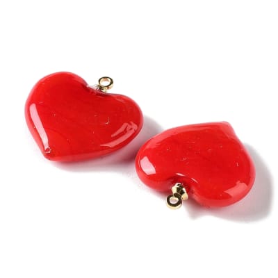 Dije colgante corazón rojo 18.5 mm murano / unidad