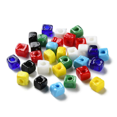 Cuenta abalorios europeo forma cubo 9.5 a 11.5 mm murano / unidad