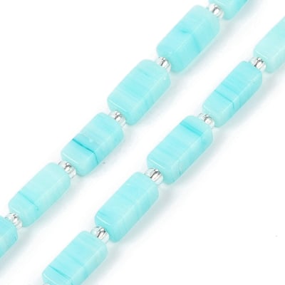 Sarta abalorios cuentas rectangular 10x4.5 mm murano / tira