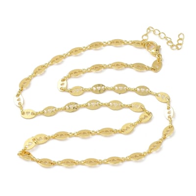 Cadena armada corazon calado 7.5 mm baño oro / unidad