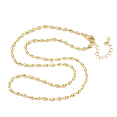 Cadena armada tejido arroz 2.5 mm con extensión baño oro / unidad