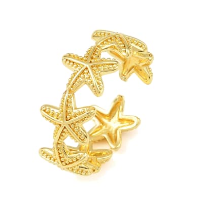 Anillo ajustable estrellas de mar 9 mm baño oro / unidad
