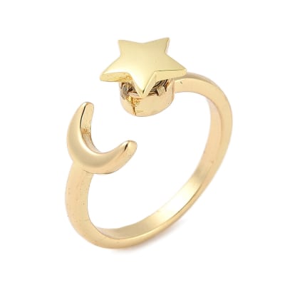 Anillo luna estrella giratoria antiestrés baño oro platino / unidad