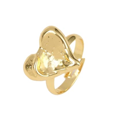 Anillo ajustable corazón irregular 18 mm baño de oro / unidad
