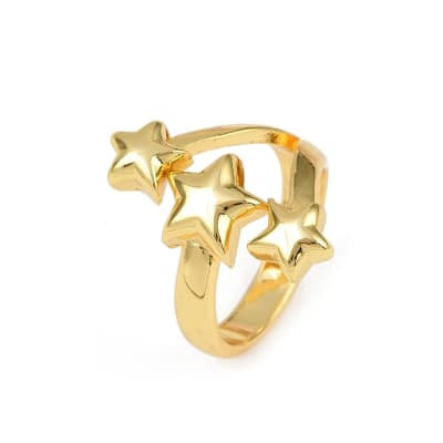 Anillo ajustable triple estrella 25 mm baño de oro / unidad