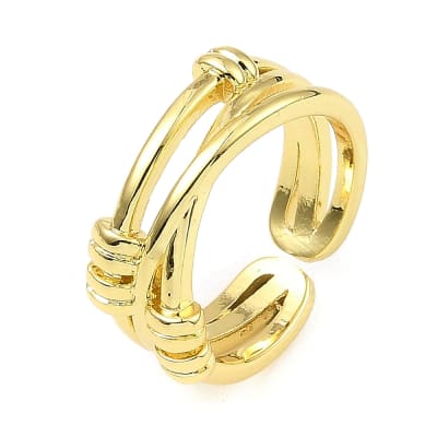 Anillo ajustable nudos cruzados 9 mm baño de oro / unidad