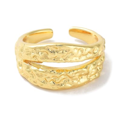 Anillo ajustable ondas martilladas baño oro / unidad