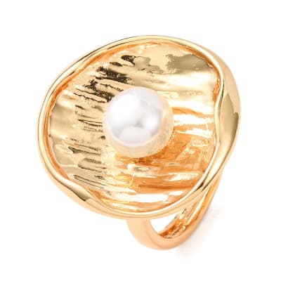 Anillo ajustable ostra perla 30 mm baño oro / unidad