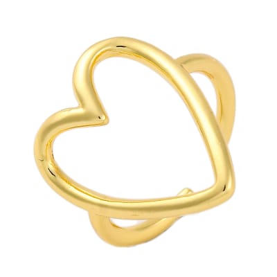 Anillo ajustable corazón silueta 23 mm baño oro / unidad