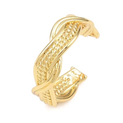 Anillo ajustable lineas enlazadas 6 mm baño de oro / unidad