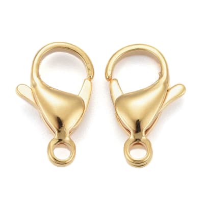 Broche pico loro 15 mm acero dorado / unidad