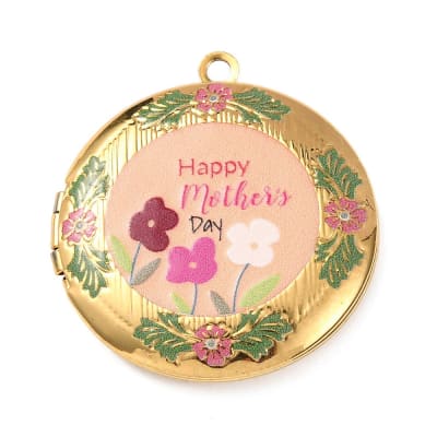 Relicario portafoto locket esmaltado redondo mamá acero / unidad