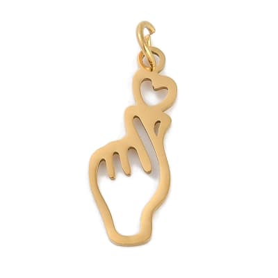 Dije colgante corazón coreano 22x9 mm acero / unidad