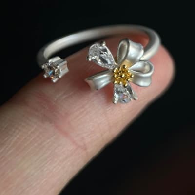 Anillo ajustable flor punto de luz baño plata / unidad