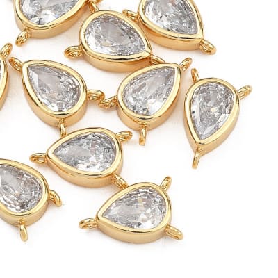Dije conector triple punto de luz 23 mm baño oro platino zircón / unidad