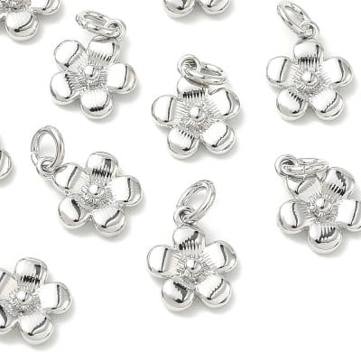 Dije colgante flor 7.5 mm baño platino / unidad