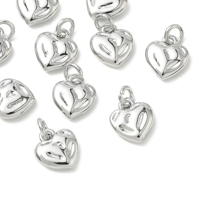 Dije colgante corazón 8 mm baño platino / unidad