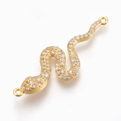Dije conector serpiente 39 mm baño oro zircón / unidad