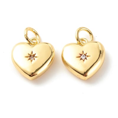 Dije colgante corazón punto de luz 15 mm baño de oro / unidad