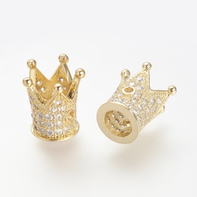 Dije pasador corona dorado plateado zircón / unidad