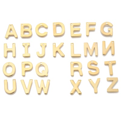 Letras colgantes abecedario 11 mm acero dorado / unidad