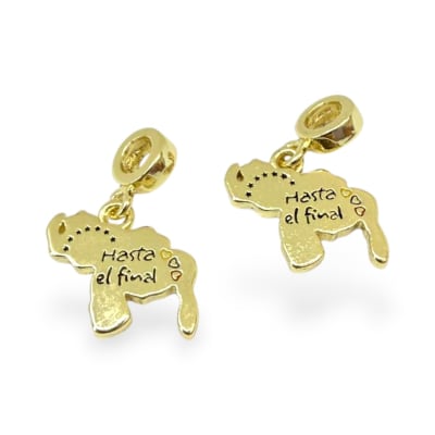 Dije colgante esmaltado mapa de venezuela 18x15 mm baño de oro / unidad