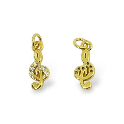 Dije nota musical 13x5 mm baño de oro / unidad