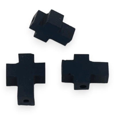 Dije pasador Azabache Cruz 12 a 16 mm / unidad