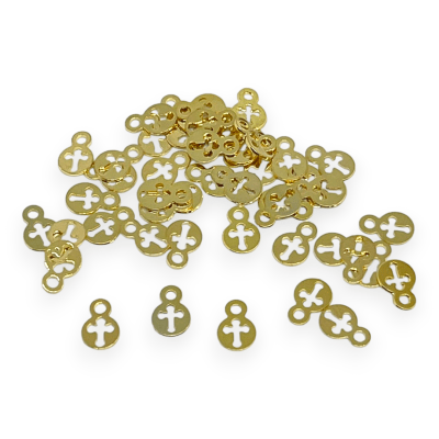 Mini Dije círculo cruz 5 mm Gold-filled  / unidad