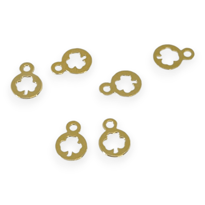 Mini Dije trébol círculo 6 mm Gold-filled  / unidad