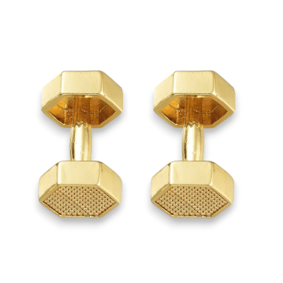 Dije colgante mancuerna pesa gym 18.5 mm dorado platado / unidad