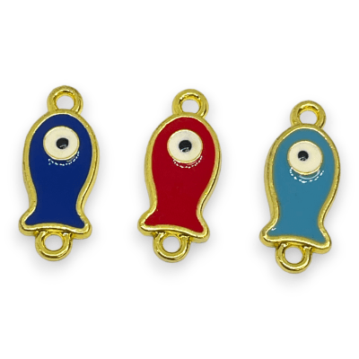 Dije esmaltado pez ojo nazar baño de oro / unidad