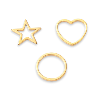 Figura cerrada estrella corazón círculo acero dorado / unidad