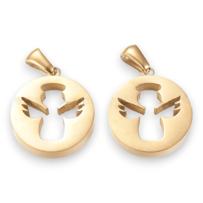 Dije colgante círculo ángel 20 mm acero / unidad