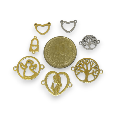 Dije conector corazón virgen arbol candado acero / unidad