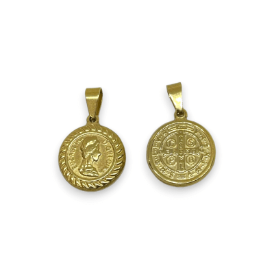 Dije colgante signo vital moneda acero / unidad