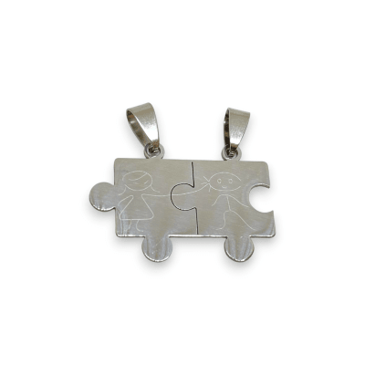 Dije colgantes parejas rompecabezas corazón yin yang acero /  unidad