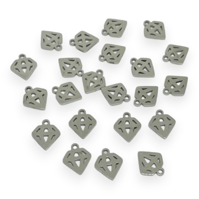 Mini dije colgante figuras surtidas 10-12 mm acero plateado / unidad