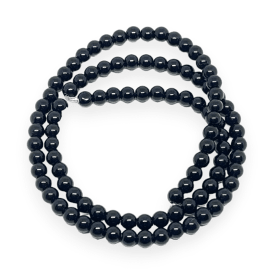 Sarta abalorios cuentas piedra onix negra brillante / tira