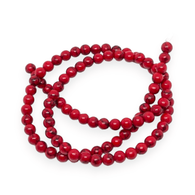 Sarta abalorios cuentas piedra howlita roja / tira