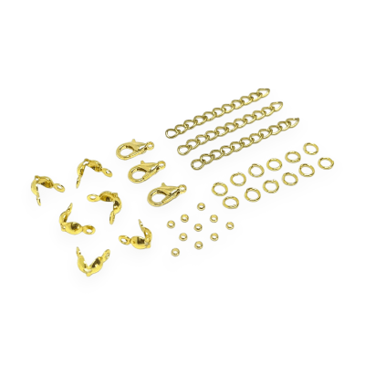 Pack terminales grapas broches tapa nudos argolla baño de oro