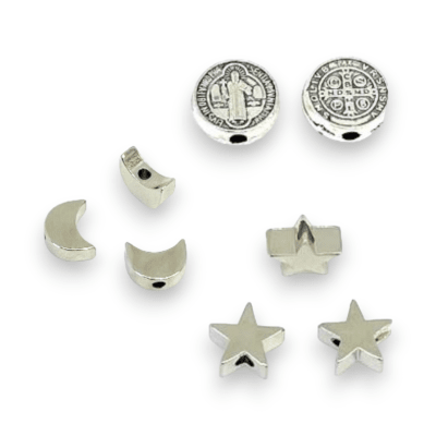 Pasador San Benito luna plateado  / unidad